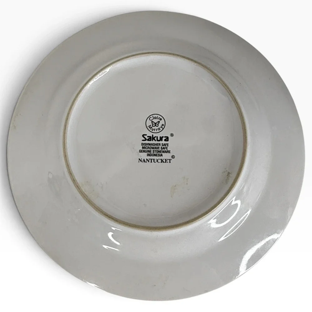 4 Sakura Salad Plates Nantucket Stoneware Claire Murray Complete Set 8.25